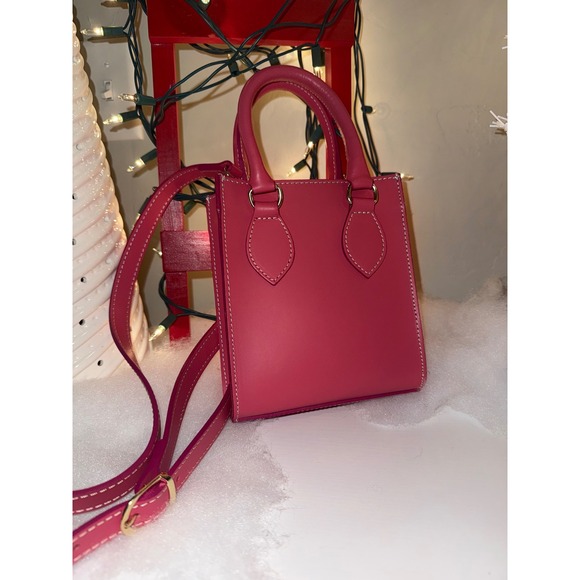 Handbags - Anna Paola Pink Mini Top Handle Crossbody Bag Gold Hardware Adjustable Strap